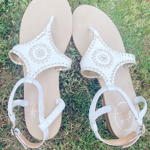 🎉Jack Rogers Sandals White and Gold Size 7🎉